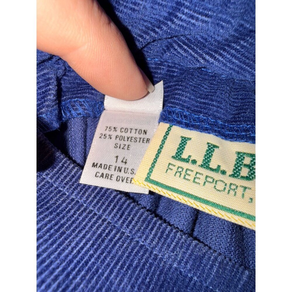 L.L. Bean Blue Corduroy Pinafore Dress 90s Cottagecore Prairie USA Made Size 14 - Picture 11 of 11